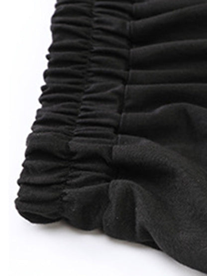 Simple Loose Wide Leg Solid Color Casual Three-Quarter Pants Bottoms