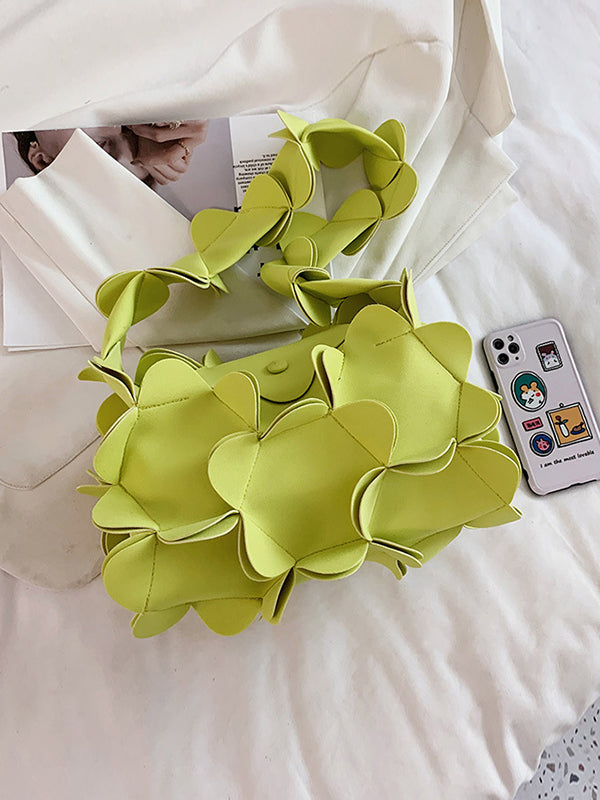 Flower Shape Solid Color Zipper Crossbody Bags