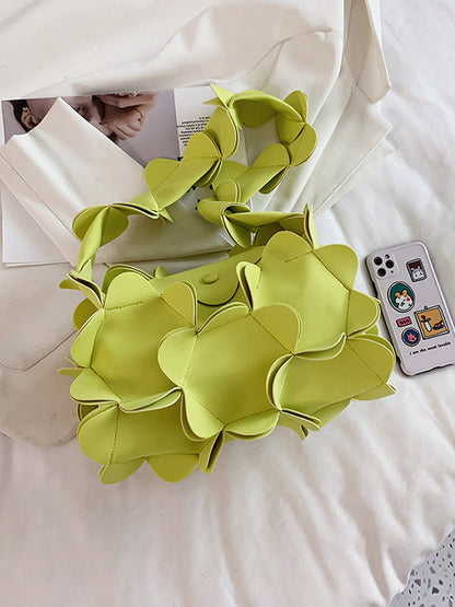 Flower Shape Solid Color Zipper Crossbody Bags