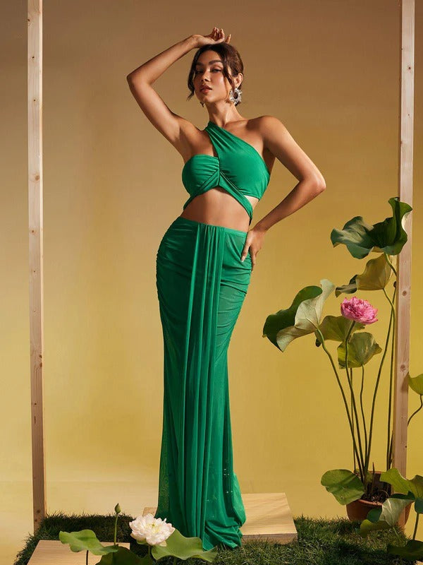 Tilly Draped Mesh Skirt Set