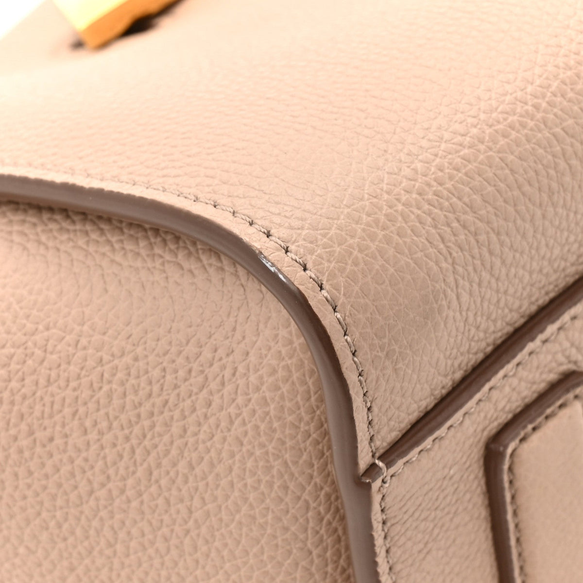 Grained Calfskin Small Padlock Top Handle Beige