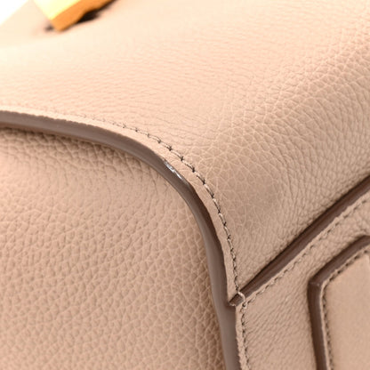 Grained Calfskin Small Padlock Top Handle Beige