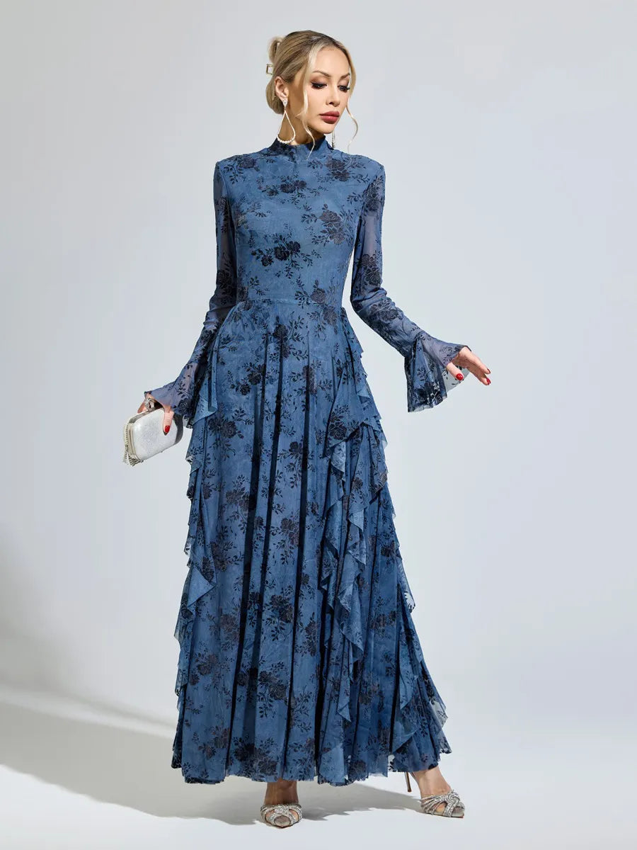 Aurelia Printed Mesh Maxi Dress