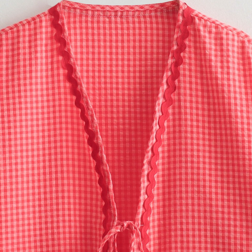 Crosa - Oversized Checkered Love Cardigan - Breezy Summer Cover-Up