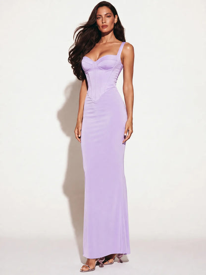 Maya Slit-Detail Waist-Cinching Maxi Dress