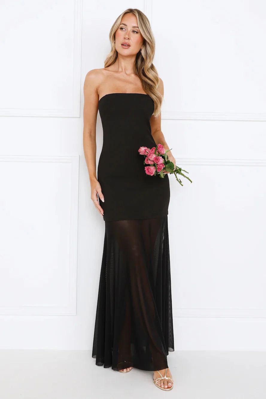 Event Extraordinaire Strapless Maxi Dress Black