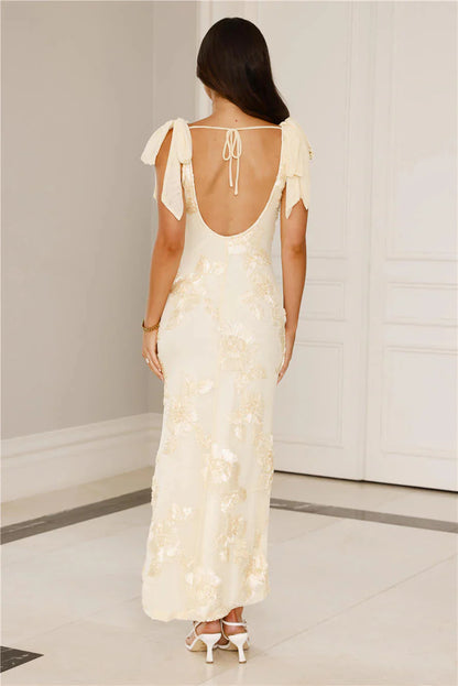 Golden Doll Mesh Maxi Dress Yellow