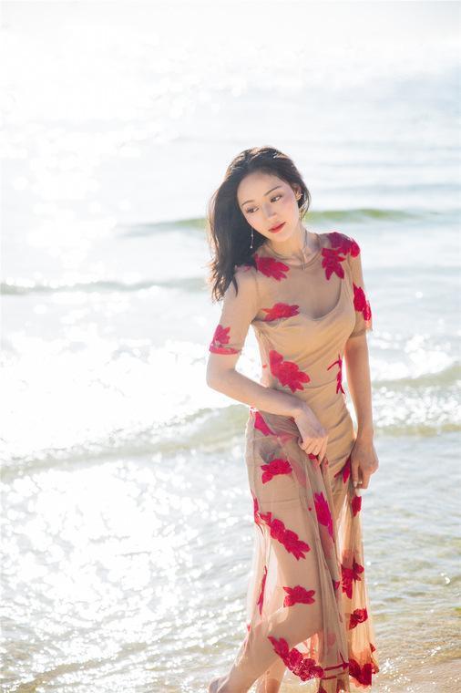 Fairy Embroidery Large Flower Skirt To Mop Dress Skirt Seaside Holiday Swimsuit Knitz