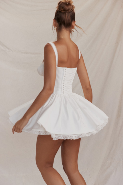 Lace Corset Mini Dress With Flared Skirt