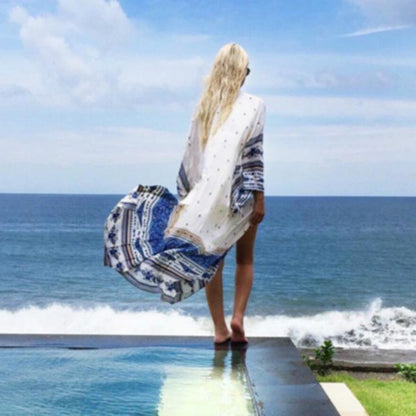 Print Chiffon Swimwear Beach Long Bikini Cover Up