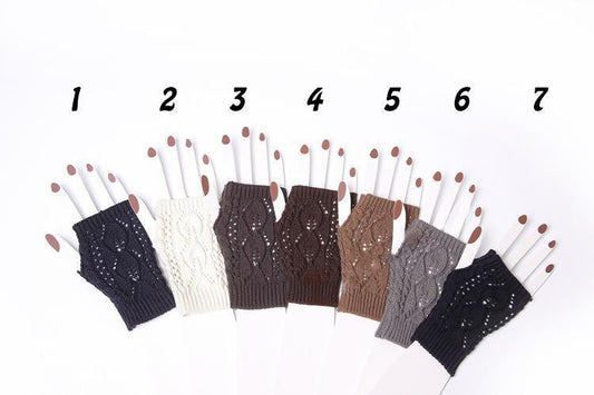 Half Refers To The Warm Knit Typing Women S Thick Wool Half Palm Gloves - 2
