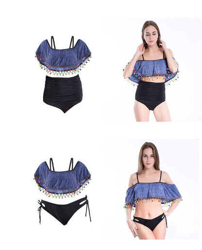 Denim Style Tassels Sexy Bikini Top