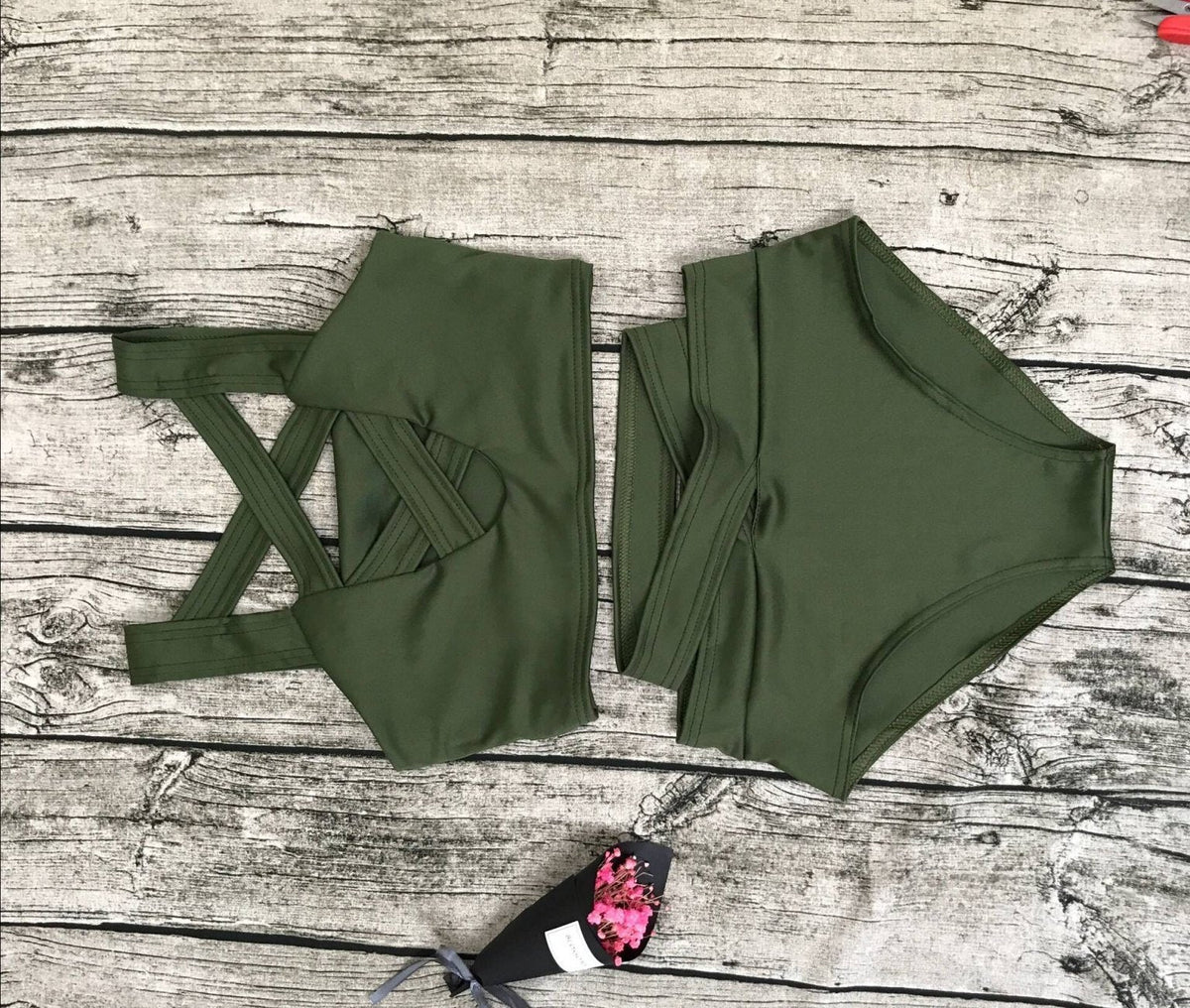 11 Colors Solid Color Bikini Swimsuit In 5 Size