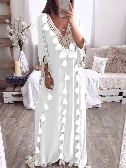 Bohemian Long Ethnic Style Tassel Beach Loose Dress
