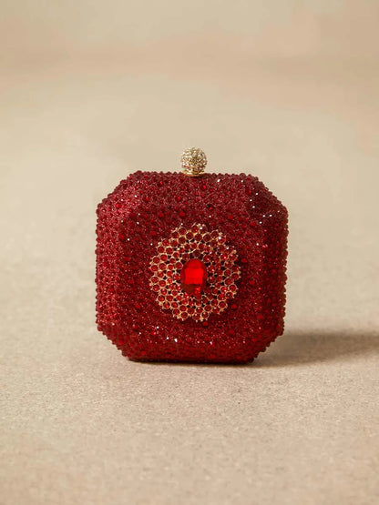 Alina Crystal Embellished Square Clutch Bag