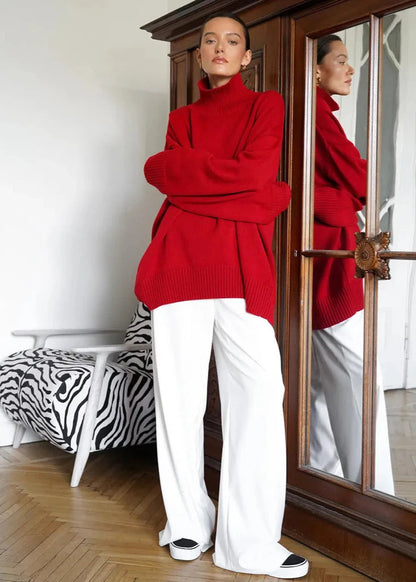 Loose Fit Cotton Knit Turtleneck Sweater