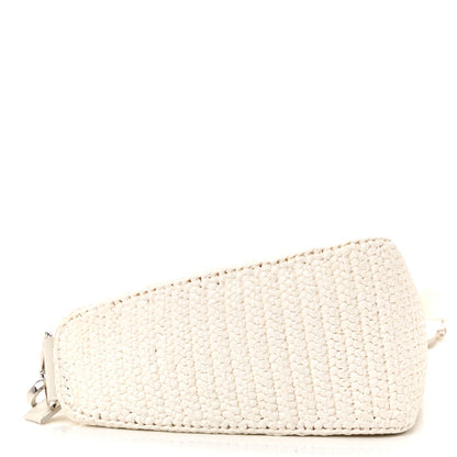 Yarn Raffia Effect Crochet Triangle Shoulder Bag White