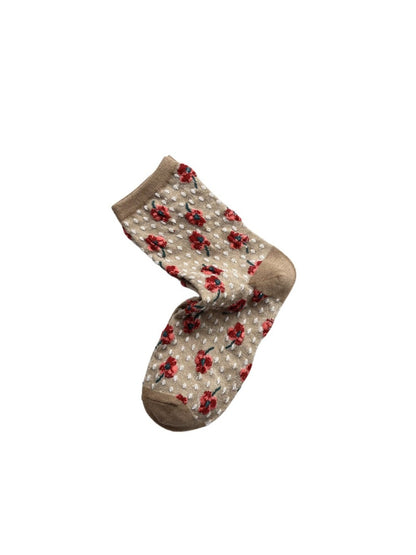 Rufia - Floral Embossed Bohemian Mid-Crew Socks