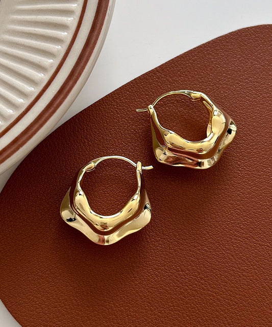 Fashion Gold Copper Overgild Hoop Earrings