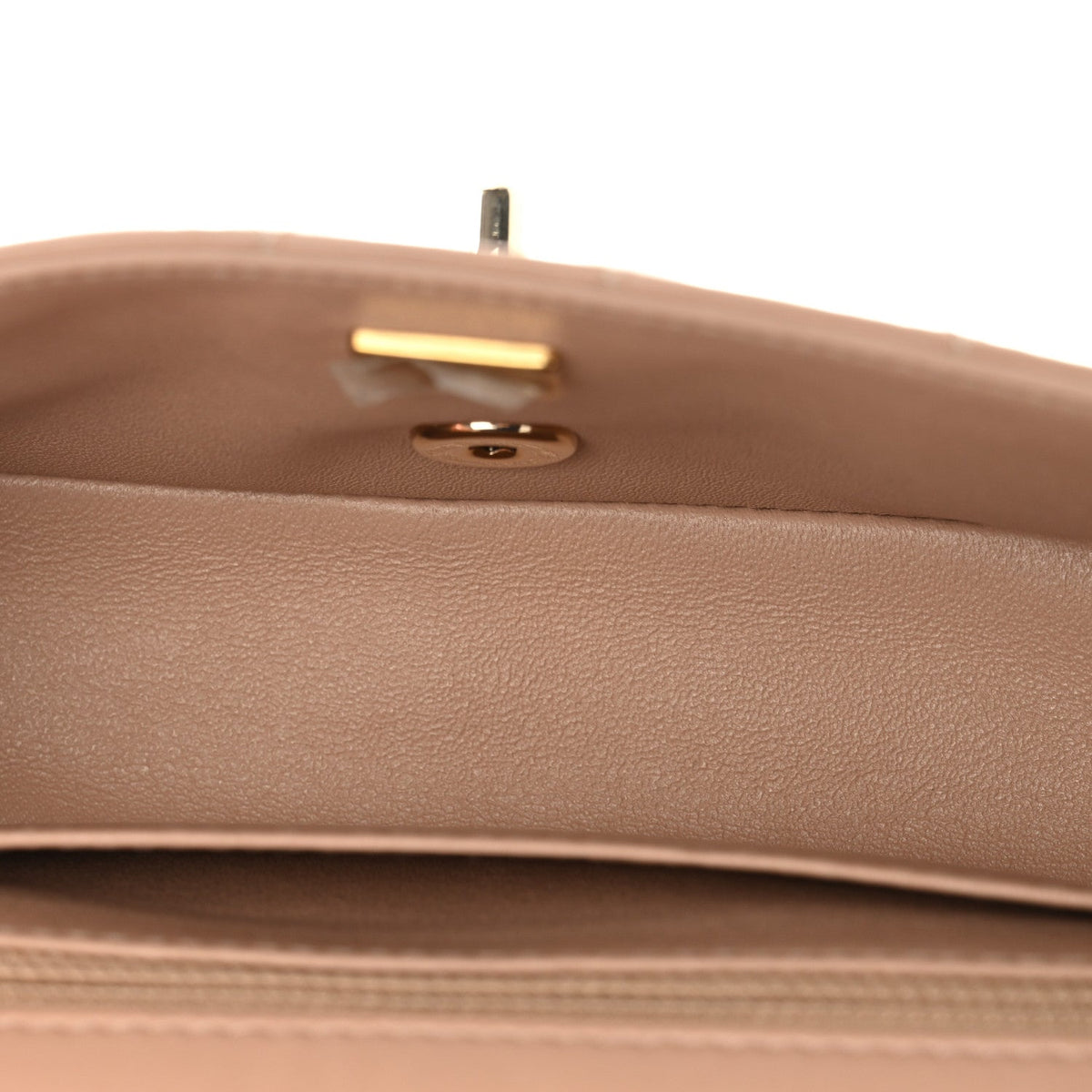 Lambskin Quilted Mini Rectangular Flap Beige
