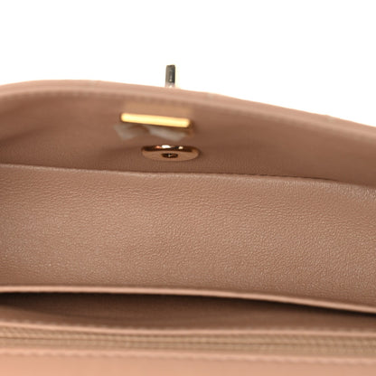 Lambskin Quilted Mini Rectangular Flap Beige