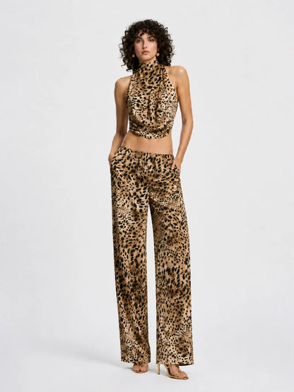 Rosamund Leopard-print Halter Top and Pants Set