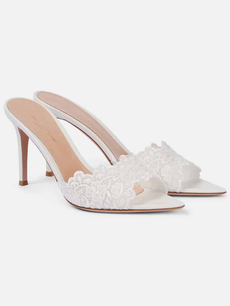 Pandora Lace High-Heel Slides