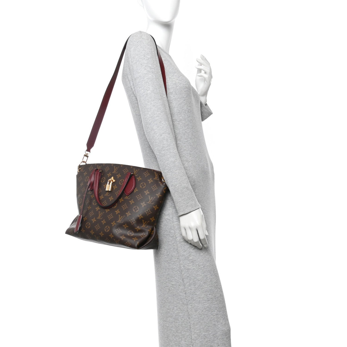 Monogram Flower Zipped Tote MM Bordeaux