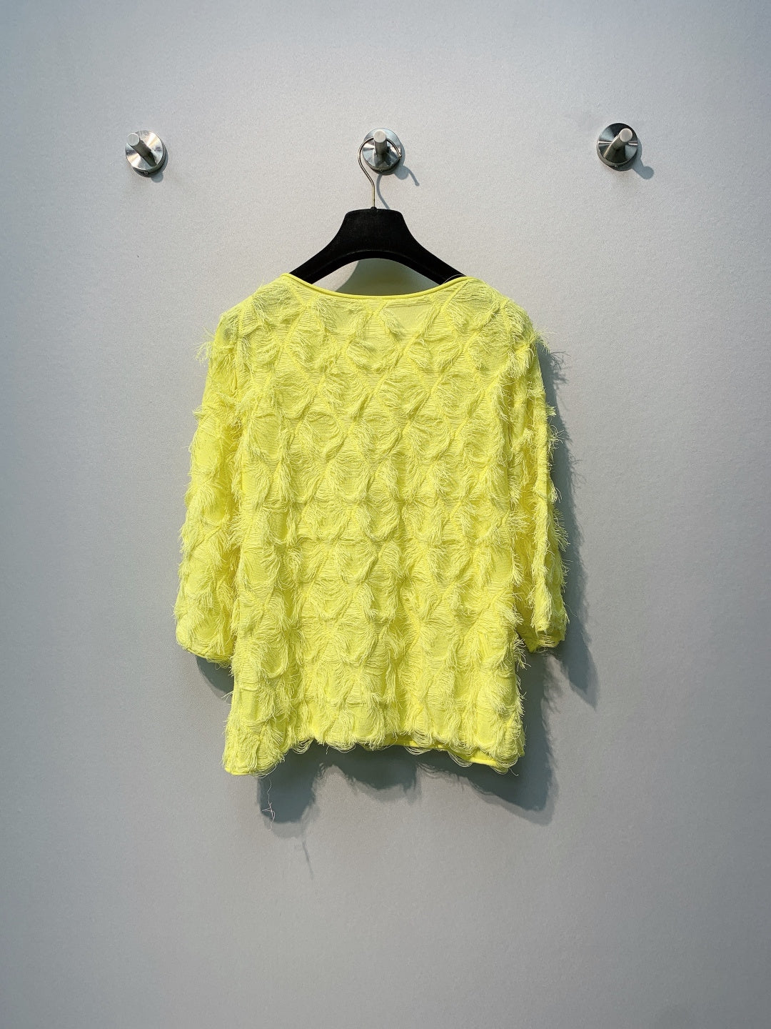 CC SS26 Feather-Trimmed Chiffon Top Neon Chiffon 350965