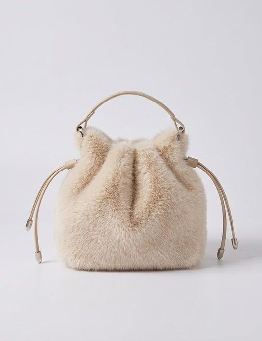 Fuzzy Soft Trendy Drawstring Bucket Crossbody Bag