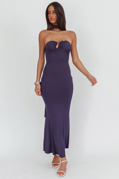 Raeva Strapless Scarf Maxi Dress Navy