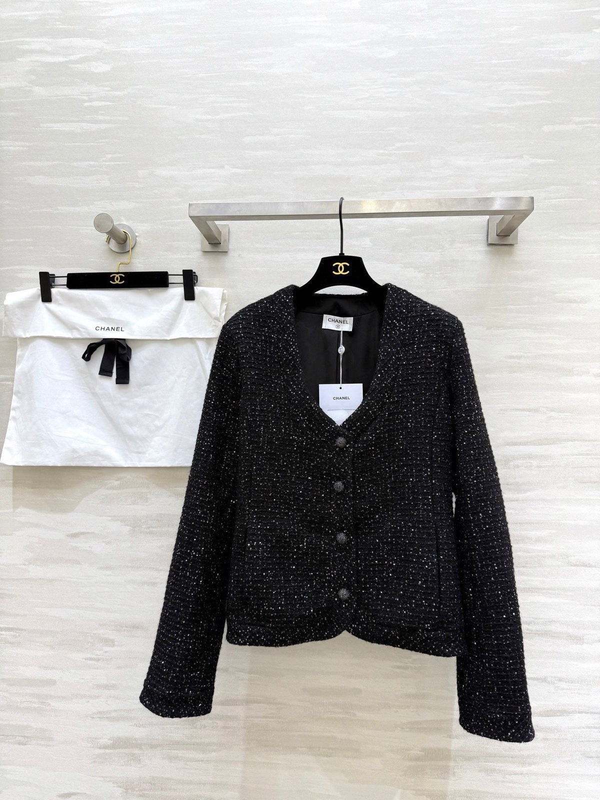 CC 26s Jacket Black Sparkling Sequined Tweed 352318
