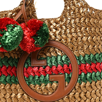 Raffia Effect Interlocking G Tote Bag Brown