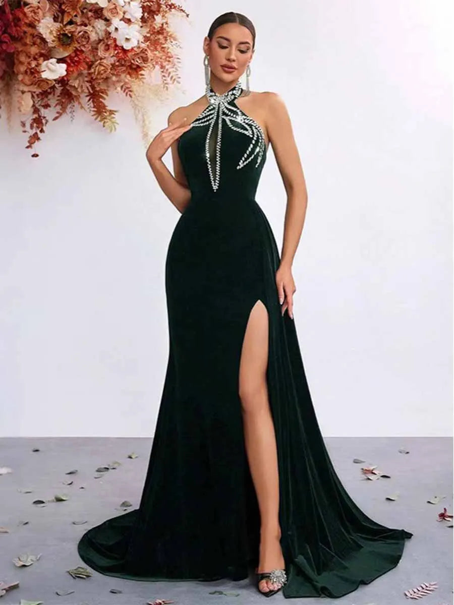 Luna High Slit Backless Maxi Dress
