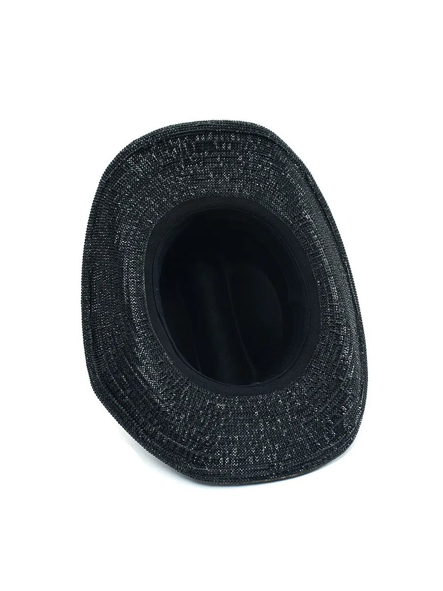 Keira Black Rhinestone-Embellished Fedora