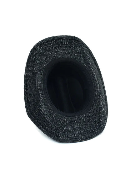 Keira Black Rhinestone-Embellished Fedora