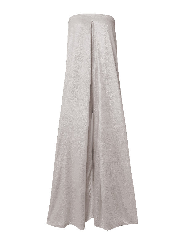 Wide Leg Solid Color Strapless Tube Jumpsuits