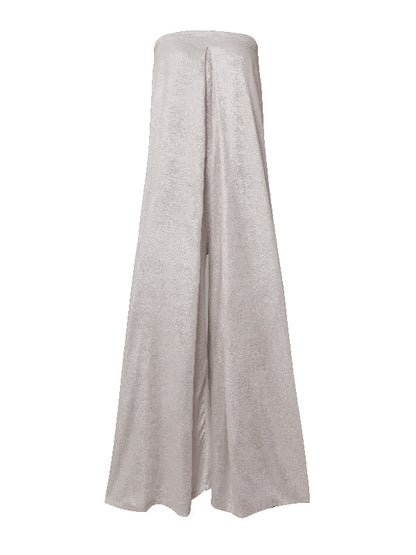 Wide Leg Solid Color Strapless Tube Jumpsuits