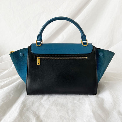 Céline Blue Suede and Leather Mini Trapeze Bag