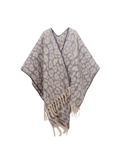 Scarvii - Thick Leopard Printed Wrap Shawl with Tassels