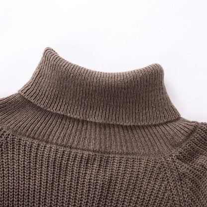 Solid Color Loose Poncho High Neck Sweater