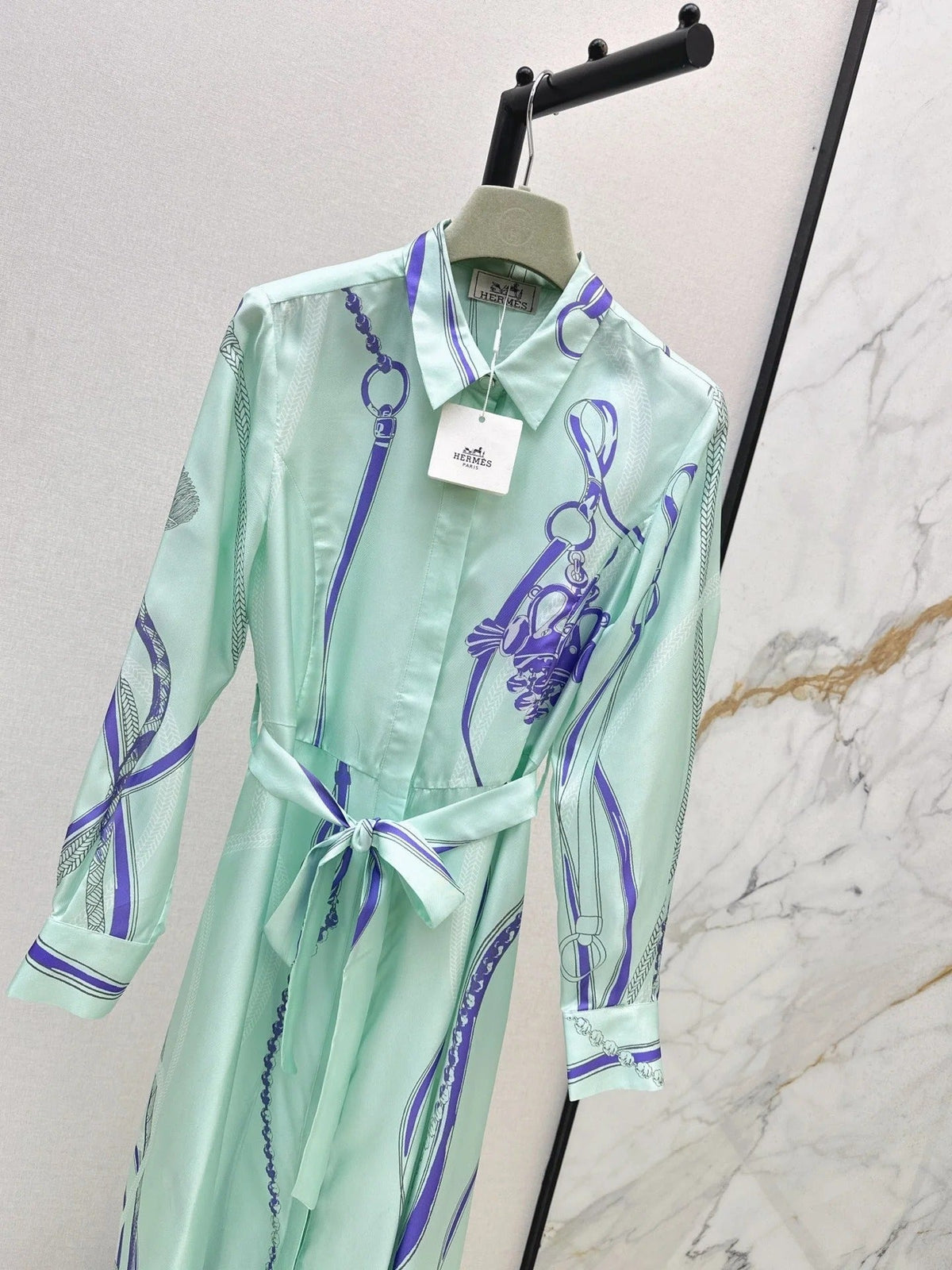 HERMES 25S LONG SILK DRESS 022