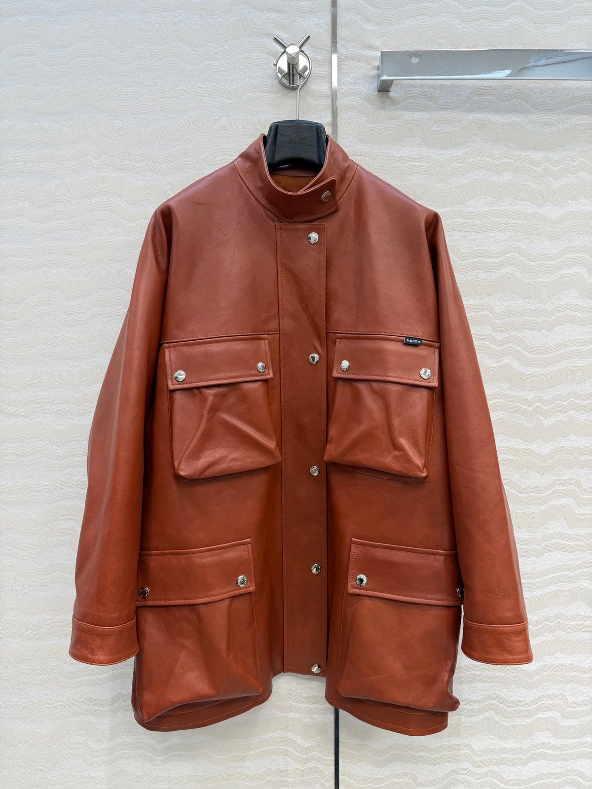 Prada 26S Biker Jacket Long Camel Leather Lambskin 341248