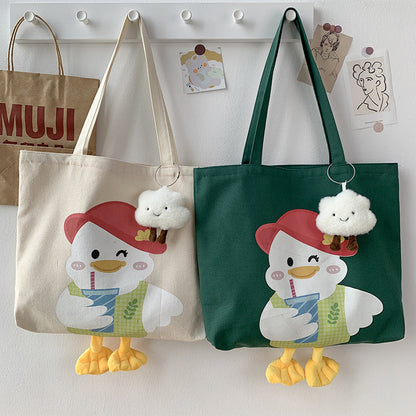 Cute Duck Pattern Large Capacity Canvas Bag
