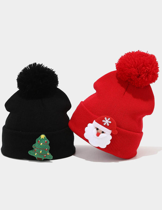Cute Warm Christmas Knit Beanie Hat With Pom