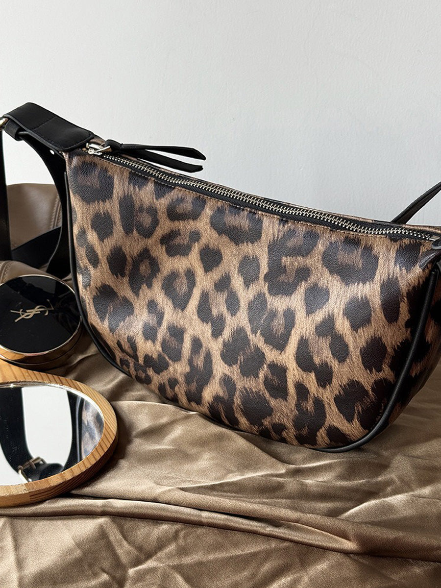 Avery Leopard-Print Crescent Crossbody Bag