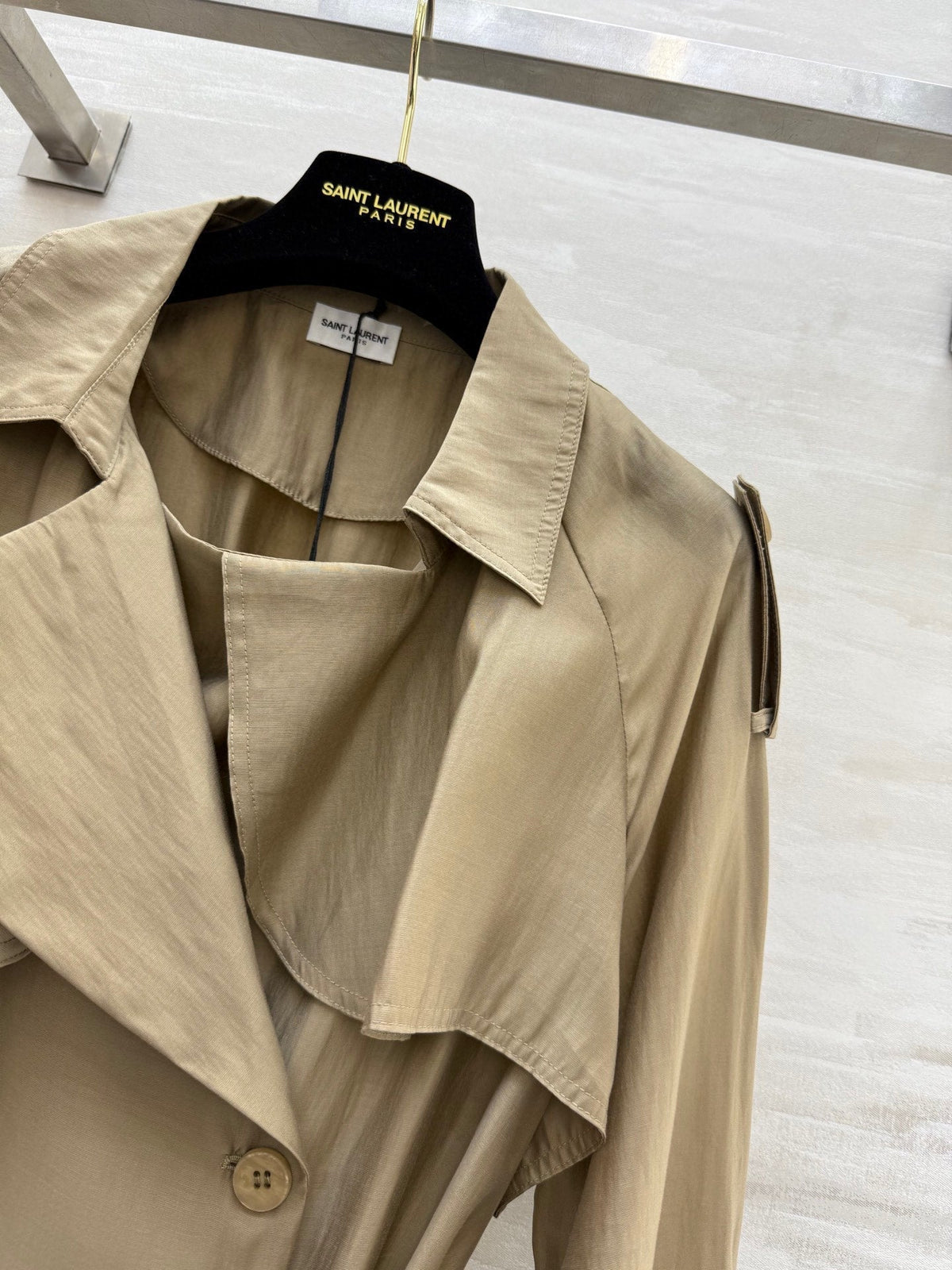 YSL 25 Windbreaker Jacket Beige Tencel