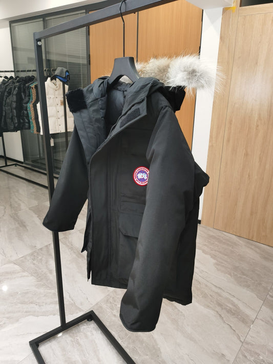 Canada Goose Children Parka Jacket Black Fox Fur Polyester Cotton