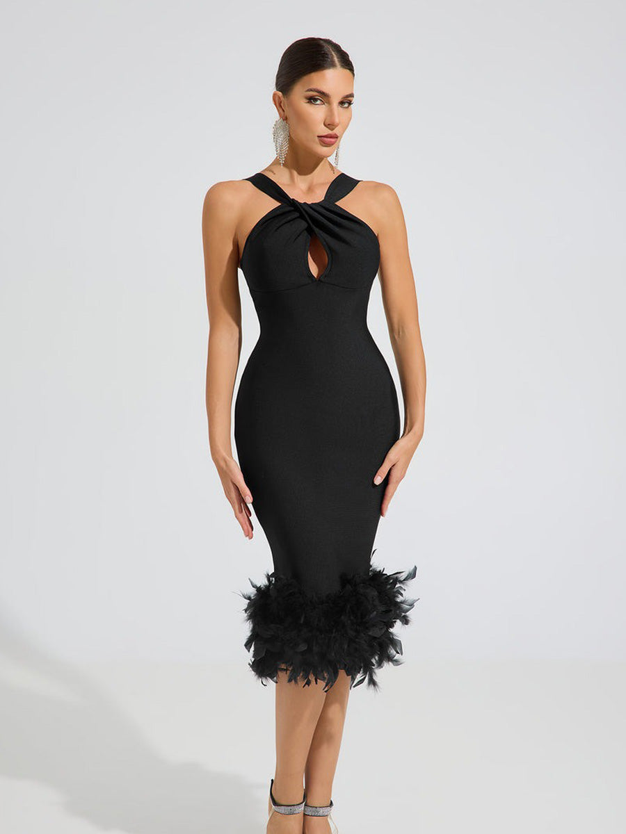 Gwyneth Feather Elegance Midi Dress
