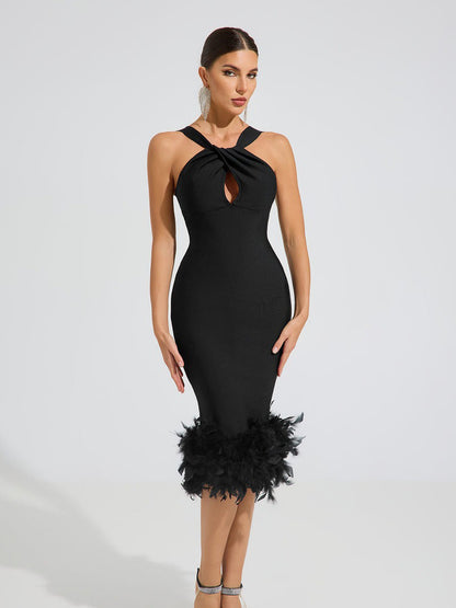 Gwyneth Feather Elegance Midi Dress